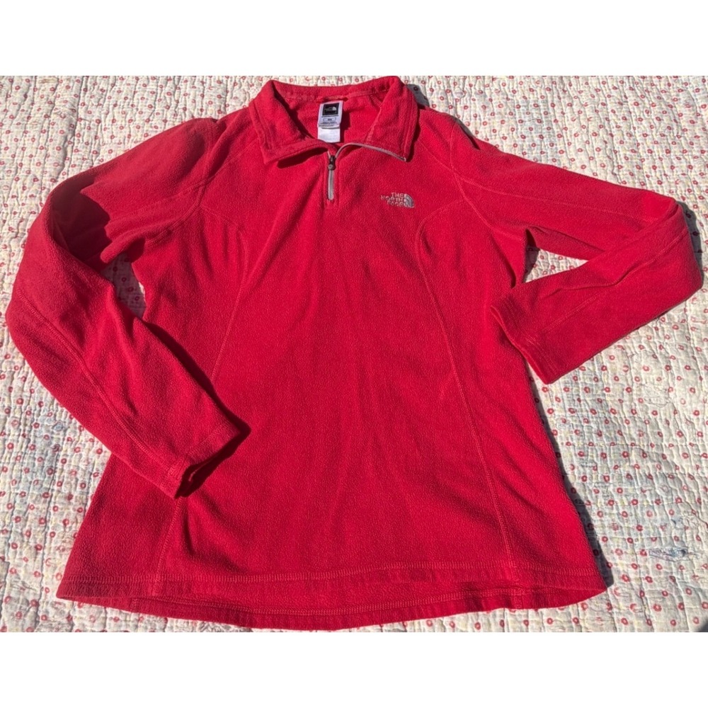 The North Face TKA 100 Fleece Pullover Womens Medium Red Quarter Zip Jacket